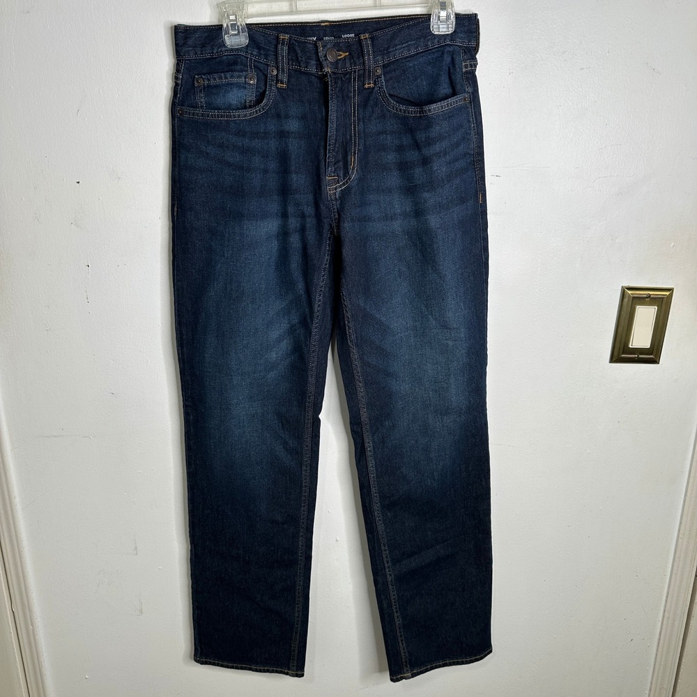Old Navy Mens Loose Built-In Flex Dark Wash‎ Denim Jeans 30x32